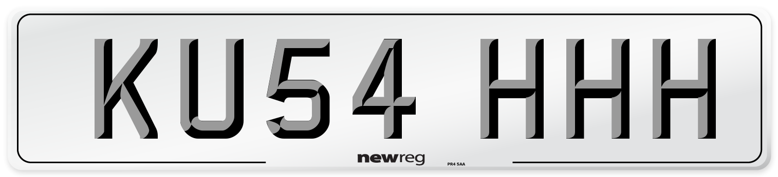KU54 HHH Number Plate from New Reg